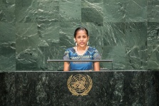 Kathy Jetnil-Kijiner, Marshallese poet and climate warrior, addressing the UN Climate Summit 2014